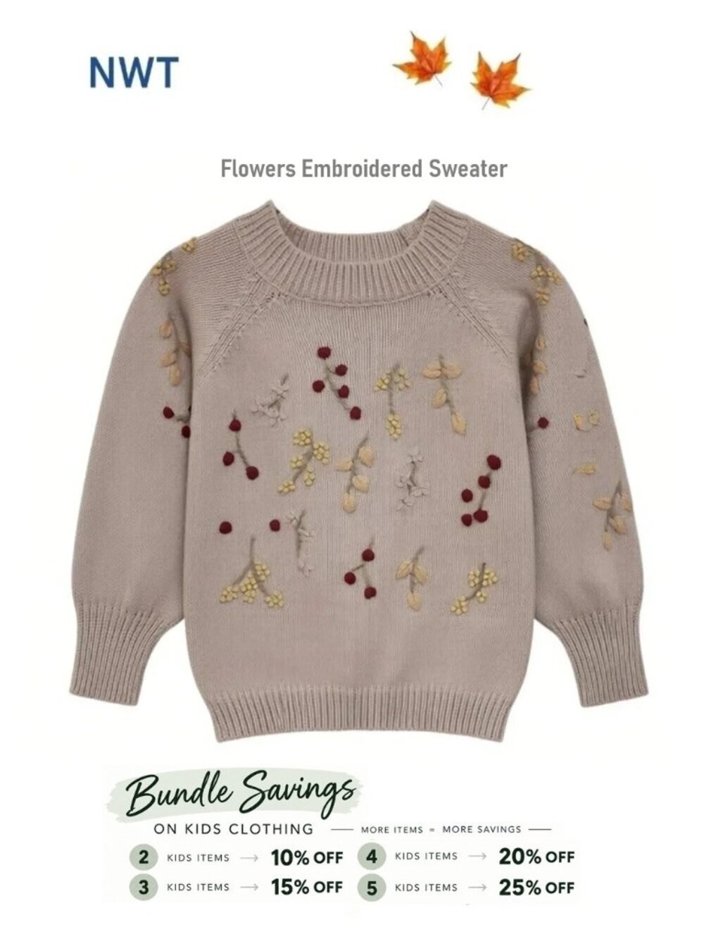Flowers Embroidered Sweater - unique, gorgeous, elevated style. Size 6Y